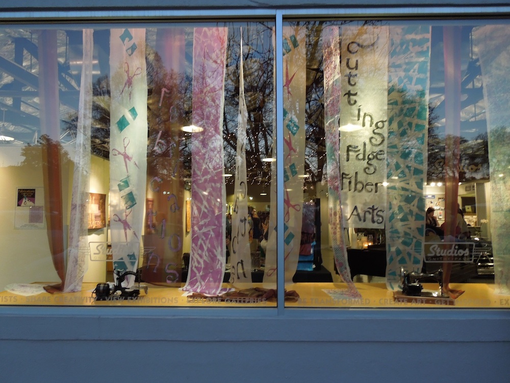 Window at Studios on the Park for "Fabrications: Cutting Edge Fiber Arts" Window at Studios on the Park for "Fabrications: Cutting Edge Fiber Arts"